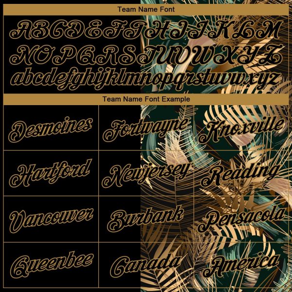 Black Old Gold 3D Pattern Tropical Hawaii Palm Leaves Authentic Personalized Basketball Jersey - Image 3