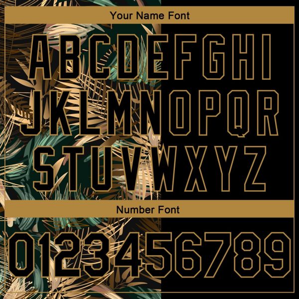 Black Old Gold 3D Pattern Tropical Hawaii Palm Leaves Authentic Personalized Basketball Jersey - Image 4