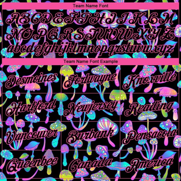 Black Pink 3D Pattern Design Magic Mushrooms Psychedelic Hallucination Authentic Personalized Basketball Jersey - Image 3