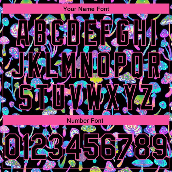 Black Pink 3D Pattern Design Magic Mushrooms Psychedelic Hallucination Authentic Personalized Basketball Jersey - Image 4