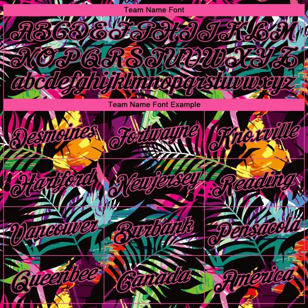 Black Pink-Light Blue 3D PatternTropical Hawaii Palm Leaves Authentic Personalized Basketball Jersey - Image 3