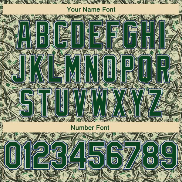 Cream Green-Royal 3D Pattern Design Dollar Authentic Personalized Basketball Jersey - Image 4