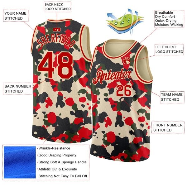 Camo Red-Cream 3D Authentic Salute To Service Personalized Basketball Jersey - Image 3