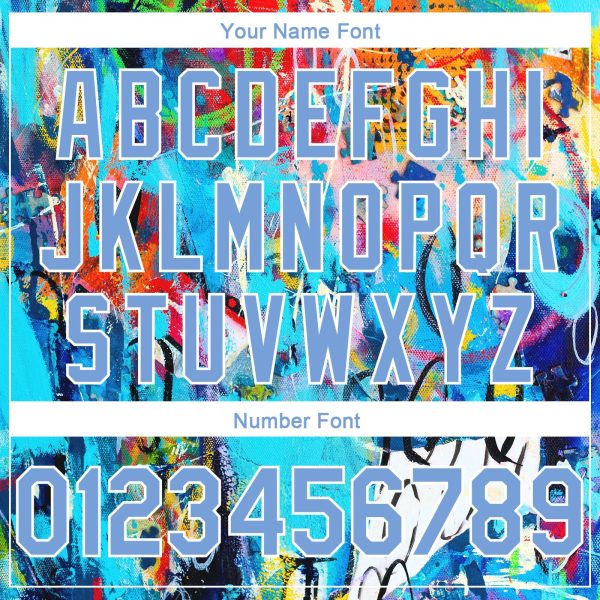 Graffiti Pattern Light Blue-White 3D Grunge Art Authentic Personalized Basketball Jersey - Image 4