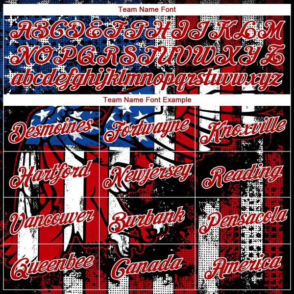 Black Royal-Red 3D Eagle American Flag Authentic Personalized Basketball Jersey - Image 3