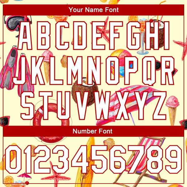 Cream White-Red 3D Pattern Tropical Hawaii Beach Authentic Personalized Basketball Jersey - Image 4