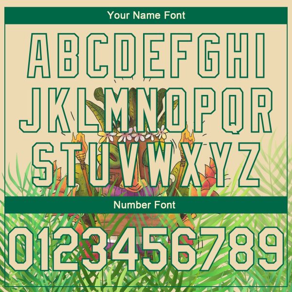 Cream Kelly Green 3D Pattern Cartoon Tropical Hawaii Rainforest Authentic Personalized Basketball Jersey - Image 4