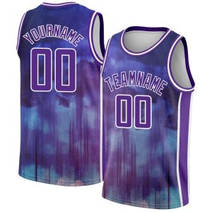 Purple White Abstract Watercolor Monsoon Authentic City Edition Personalized Basketball Jersey