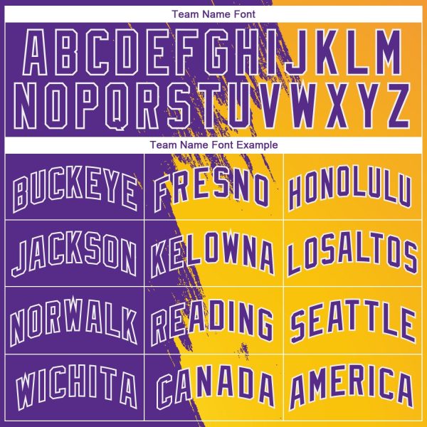 Gold Purple-White Abstract Brush Splash Authentic City Edition Personalized Basketball Jersey - Image 3