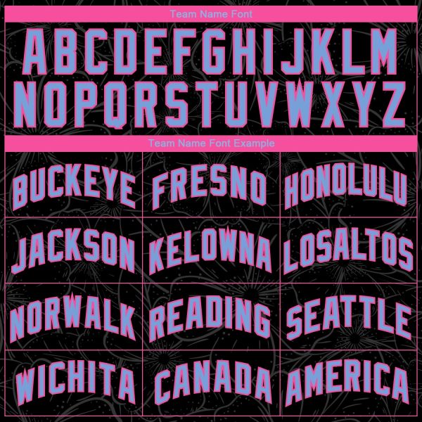 Black Light Blue-Pink Flowers Authentic City Edition Personalized Basketball Jersey - Image 3