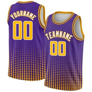 Purple Gold-White Halftone Authentic City Edition Personalized Basketball Jersey
