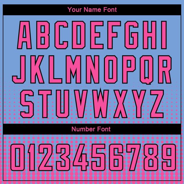 Light Blue Pink-Black Halftone Authentic City Edition Personalized Basketball Jersey - Image 4