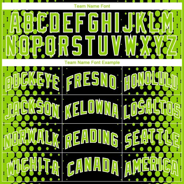 Black Neon Green-White Halftone Authentic City Edition Personalized Basketball Jersey - Image 3