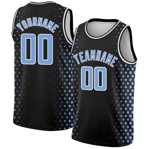 Black Light Blue-White Halftone Authentic City Edition Personalized Basketball Jersey