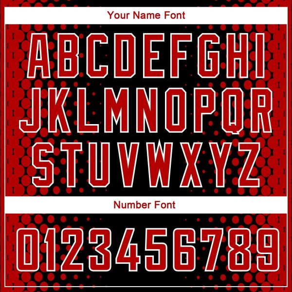 Black Red-White Halftone Authentic City Edition Personalized Basketball Jersey - Image 4