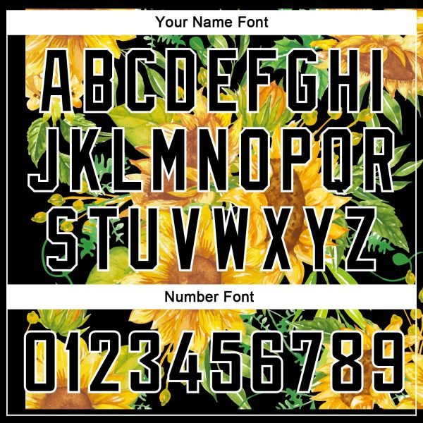 Black Gold-White 3D Pattern Design Sunflowers Authentic Personalized Basketball Jersey - Image 4