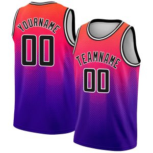 Neon Pink Black-Purple 3D Pattern Design Halftone Gradient Authentic City Edition Personalized Basketball Jersey
