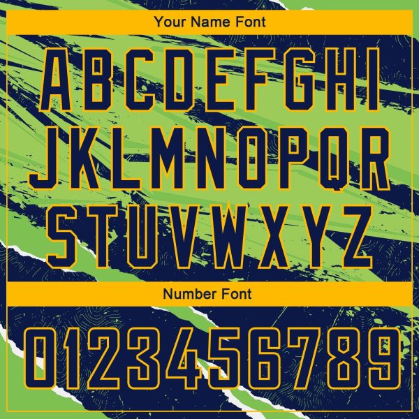 Navy Neon Green-Gold 3D Pattern Design Torn Paper Style Authentic Personalized Basketball Jersey - Image 4