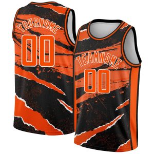 Black Orange-White 3D Pattern Design Torn Paper Style Authentic Personalized Basketball Jersey