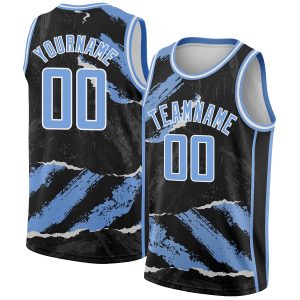 Black Light Blue-White 3D Pattern Design Torn Paper Style Authentic Personalized Basketball Jersey