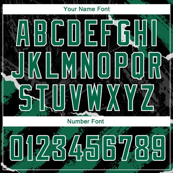 Black Kelly Green-White 3D Pattern Design Torn Paper Style Authentic Personalized Basketball Jersey - Image 4