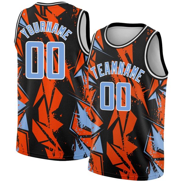 Black Light Blue-Orange 3D Pattern Design Geometric Shapes Authentic Personalized Basketball Jersey