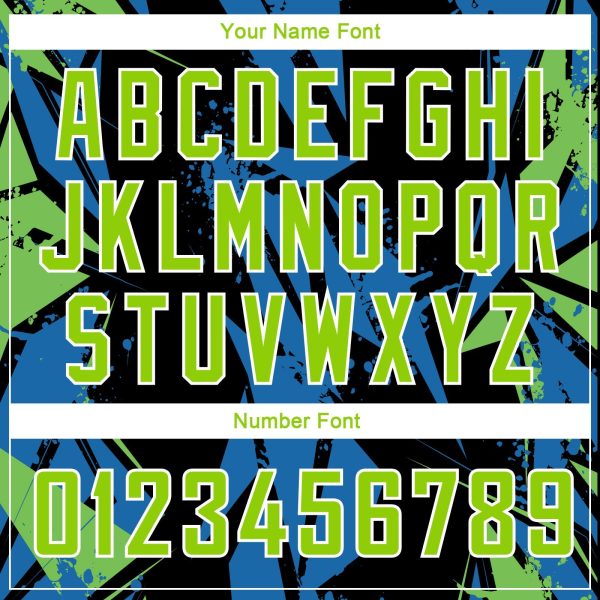 Black Neon Green-Blue 3D Pattern Design Geometric Shapes Authentic Custom  Basketball Jersey - Image 4