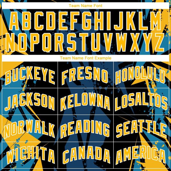 Black Gold-Blue 3D Pattern Design Geometric Shapes Authentic Personalized Basketball Jersey - Image 3