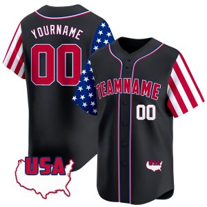 Black Royal - Red American Map Personalized Baseball Jersey