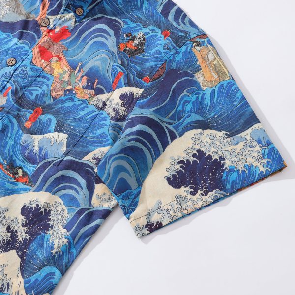 Hawaiian Shirt for Men with Sea Deity Print - Short Sleeve Button-Down Aloha Shirt for Casual Beach and Travel Wear - Image 2