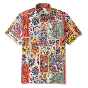 Hawaiian Shirt for Men - Blue Short Sleeve Button-Down Aloha Shirt with Vivid Edges