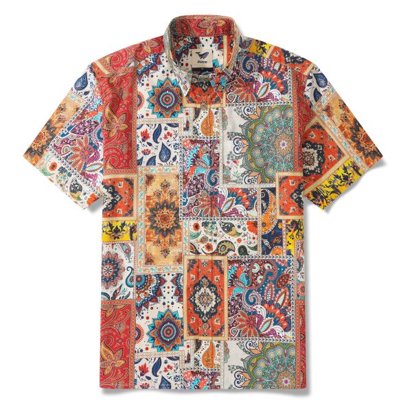Hawaiian Shirt for Men - Blue Short Sleeve Button-Down Aloha Shirt with Vivid Edges