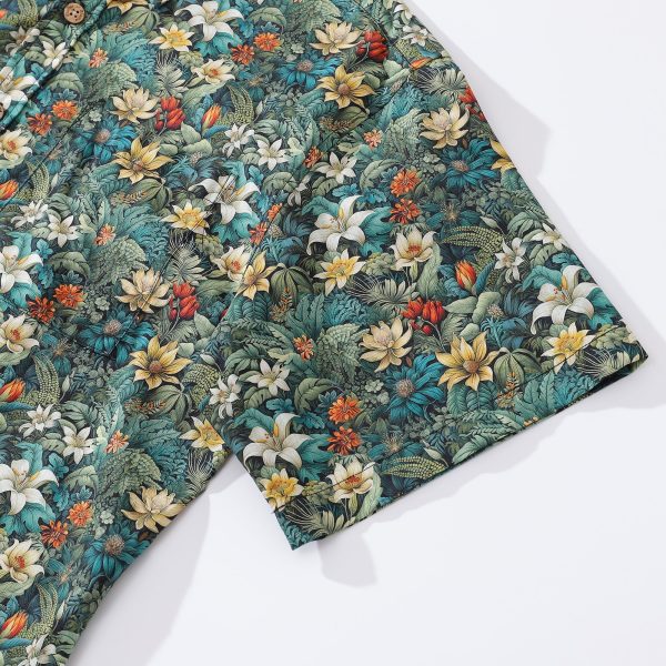 Hawaiian Shirt for Men - Green Button-Down Short Sleeve Aloha Shirt - Image 3