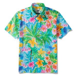 Hawaiian Shirt for Men - Colorful Vacation Button-Down Aloha Shirt with Short Sleeves