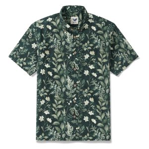 Hawaiian Shirt for Men - Green Short Sleeve Button-Down Aloha Shirt