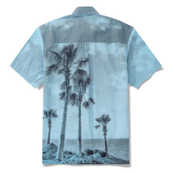 Hawaiian Shirt for Men with Blue Ocean Crest Print - Casual Beach and Travel Wear Button-Down Short Sleeve Aloha Shirt - Image 2