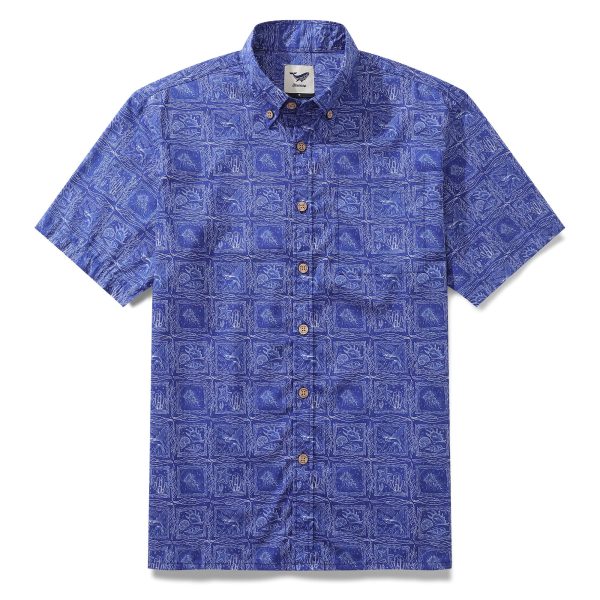 Hawaiian Shirt for Men with Ocean Life Print - Yiume Bluey Short Sleeve Aloha Shirt for Casual Beach and Travel Wear - Image 2
