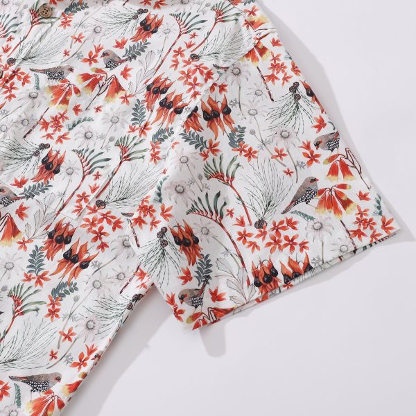 Firetail Finches by Eloise Hawaiian Shirt for Men - Button-Down Short Sleeve Aloha Shirt for Casual Beach, Travel and Vacation Wear - Image 2