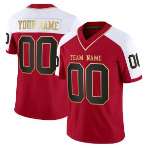 Red Alternate Black-Gold Authentic Personalized Football Jersey