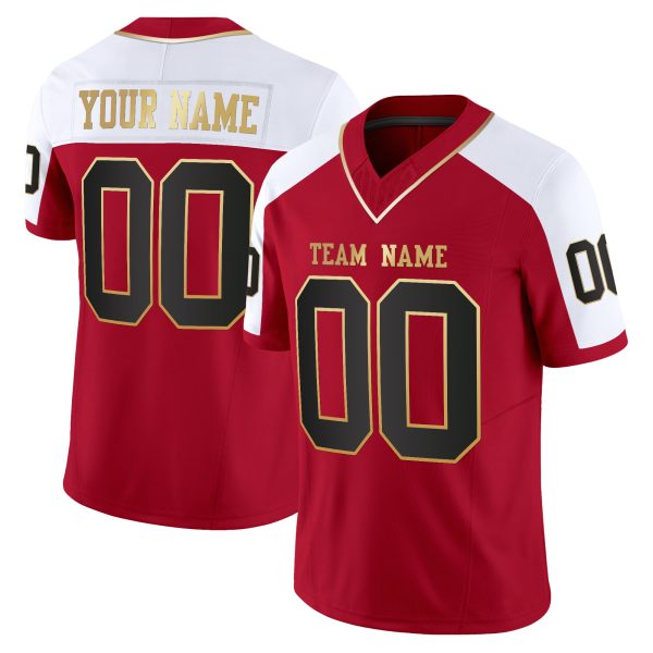 Red Alternate Black-Gold Authentic Personalized Football Jersey