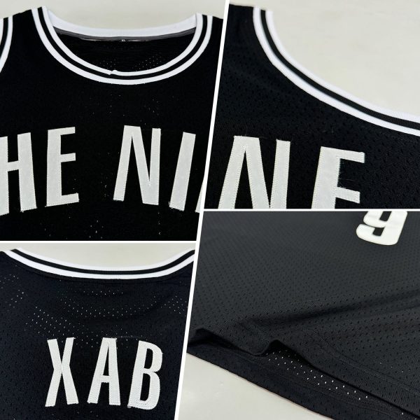 Black White Authentic Throwback Personalized Basketball Jersey - Image 2