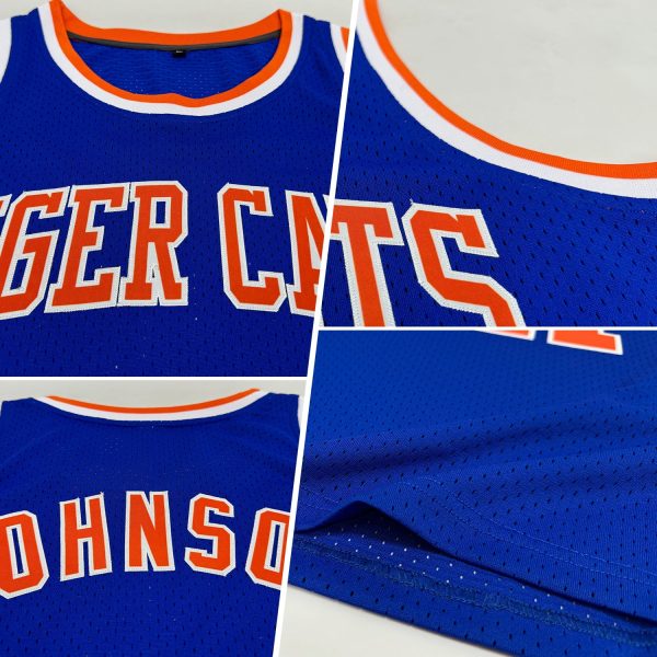 Royal Orange-White Authentic Throwback Personalized Basketball Jersey - Image 2