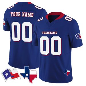 Royal White - Red Texas Flag Personalized Football Jersey