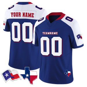 Royal Alternate White Texas Flag - Personalized Football Jersey