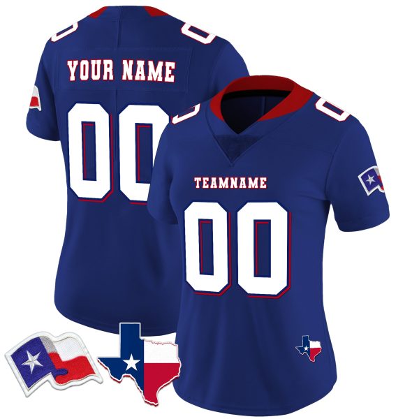 Royal White - Red Texas Flag Personalized Football Jersey - Image 2