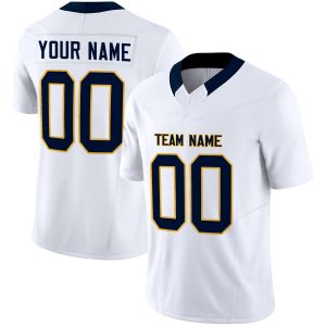 White Dark Navy - Gold Personalized Football Jersey