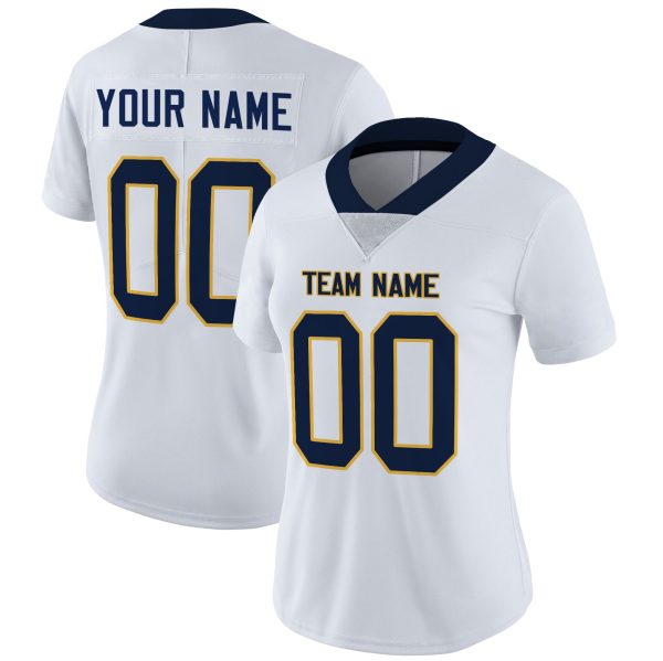 White Dark Navy - Gold Personalized Football Jersey - Image 2