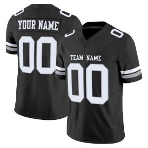 Black White-Silver Authentic Personalized Football Jersey