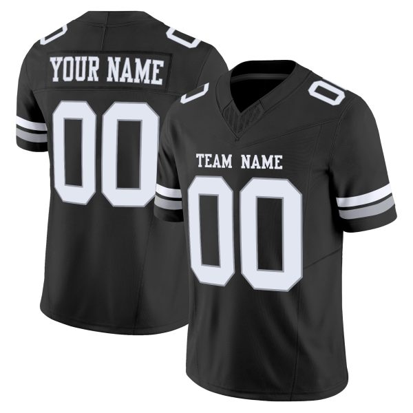 Black White-Silver Authentic Personalized Football Jersey