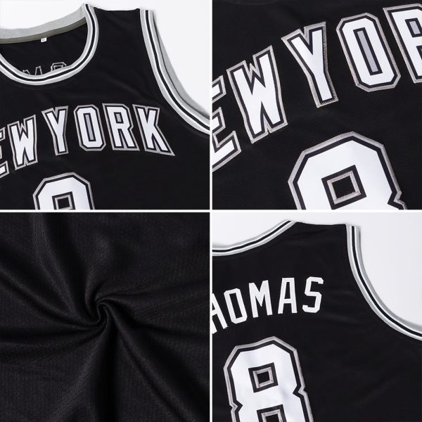 Black Royal-White Authentic Throwback Personalized Basketball Jersey - Image 5